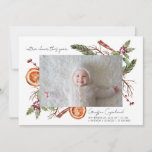 Faire-part de naissance photo pour bébé de vacance<br><div class="desc">Carte de faire-part de naissance de vacances rustique et moderne avec 2 photos de votre nouveau-né avec l'aquarelle illustration des plantes hivernales y compris le mistletoe,  branche de pin,  baies,  orange,  etc.</div>