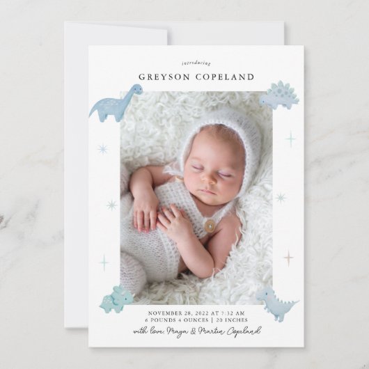 Faire-part de naissance photo pour bébé Dinosaur (Devant)