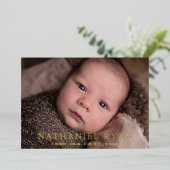 Faire-part de naissance photo pour bébé Gold Foil (Debout devant)