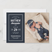 Faire-part de naissance photo pour bébé gris et ma (Devant)