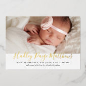 Faire-part de naissance photo pour fille bébé Gold (Recto)