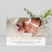 Faire-part de naissance photo pour fille bébé Gold (Debout devant)