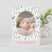 Faire-part de naissance photo pour fille Motif fle (Debout devant)