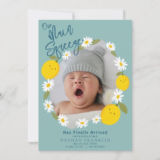 Faire-part de naissance photo principale Squeeze L (Devant)