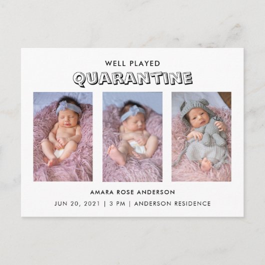Faire-part de naissance photo Quarantine 3 bien jo (Devant)