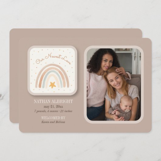 Faire-part de naissance photo Rainbow (Devant / Derrière)
