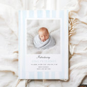 Faire-part de naissance photo rayures bleues