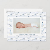 Faire-part de naissance photo rayures de mouettes  (Devant / Derrière)