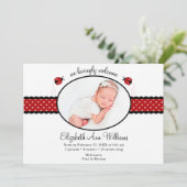 Faire-part de naissance photo Red Ladybug Polka (Debout devant)