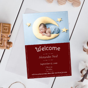 Faire-part de naissance photo Red Modern