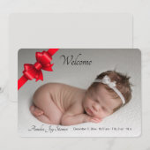 Faire-part de naissance photo Red Ribbon (Devant / Derrière)