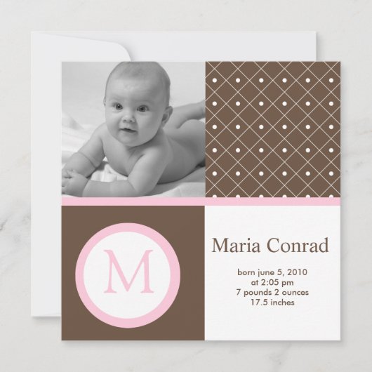 Faire-part de naissance photo Retro Dot (Devant)