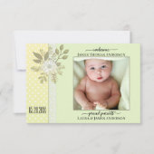 Faire-part de naissance photo Retro Green Script B (Devant)