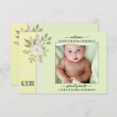 Faire-part de naissance photo Retro Green Script B (Devant / Derrière)