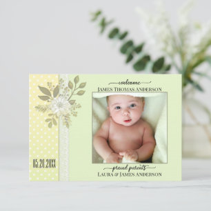 Faire-part de naissance photo Retro Green Script B