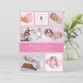 Faire-part de naissance photo rose bébé fille Mono (Debout devant)