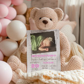 Faire-part de naissance photo rose blanc