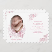 Faire-part de naissance photo rose Cameo (Devant / Derrière)