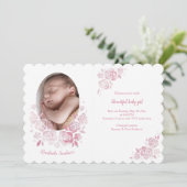 Faire-part de naissance photo rose Cameo (Debout devant)