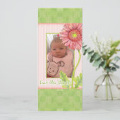 Faire-part de naissance photo rose Gerbera Daisy (Debout devant)