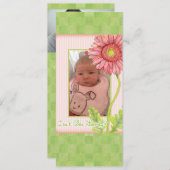 Faire-part de naissance photo rose Gerbera Daisy (Devant / Derrière)