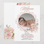 Faire-part de naissance photo rose Gold Floral Wre (Devant / Derrière)