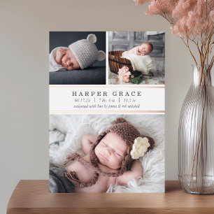 Faire-part de naissance photo rose Gold Foil Strip