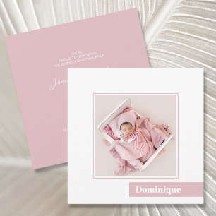Faire-part de naissance photo rose minime simple