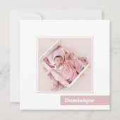 Faire-part de naissance photo rose minime simple (Devant)