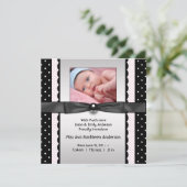 Faire-part de naissance photo rose noir Polka Dot  (Debout devant)
