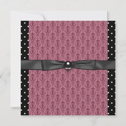 Faire-part de naissance photo rose noir Polka Dot (Dos)