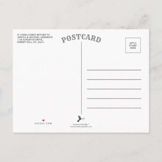 Faire-part de naissance photo rustique Burlap & La (Dos)