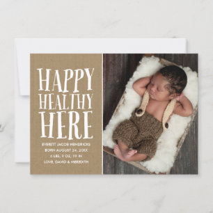 Faire-part de naissance photo rustique Kraft Letti