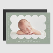 Faire-part de naissance photo Sage Scalloped moder (Devant / Derrière)