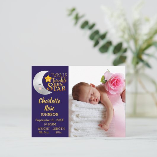 Faire-Part de Naissance Photo Script Étoile Brilla (Debout devant)