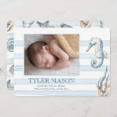 Faire-part de naissance photo Sea Life (Devant / Derrière)