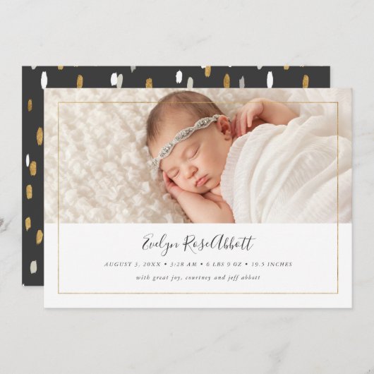 Faire-part de naissance photo Shimmer (Devant / Derrière)