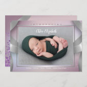Faire-part de naissance photo Silver Ribbons (Devant / Derrière)