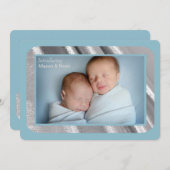 Faire-part de naissance photo Silver Shimmer (Devant / Derrière)