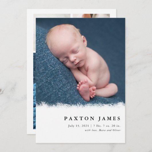 Faire-part de naissance photo simple Brossé Frame  (Devant / Derrière)