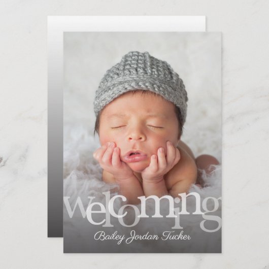 Faire-part de naissance photo simple de superposit (Devant / Derrière)