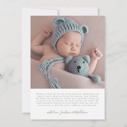 Faire-part de naissance photo simple et élégant po (Dos)