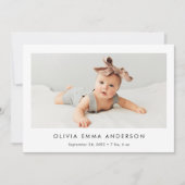 Faire-part de naissance photo simple et minimalist (Devant)