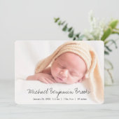 Faire-part de naissance photo simple et moderne po (Debout devant)