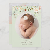 Faire-part de naissance photo simple Fleur sauvage (Devant / Derrière)