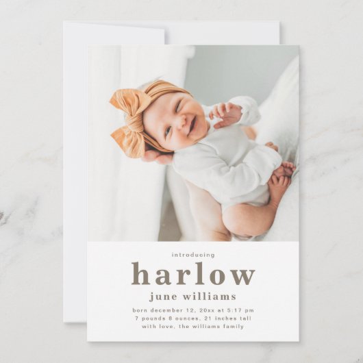 Faire-part de naissance photo simple | Naissance d (Devant)