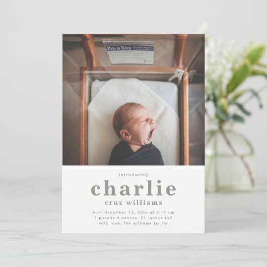 Faire-part de naissance photo simple | Naissance d (Debout devant)