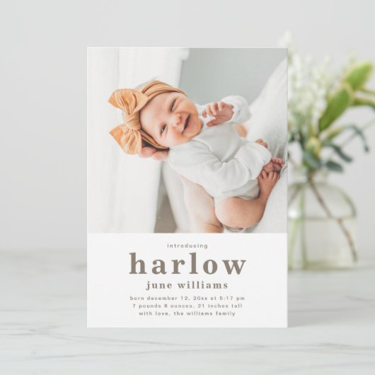 Faire-part de naissance photo simple | Naissance d (Debout devant)