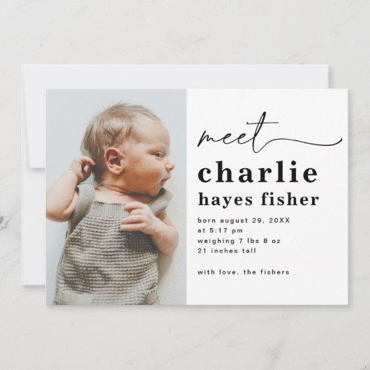 Faire-part de naissance photo simple | Naissance d (Devant)