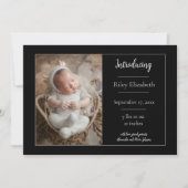 Faire-part de naissance photo simple noir (Devant)